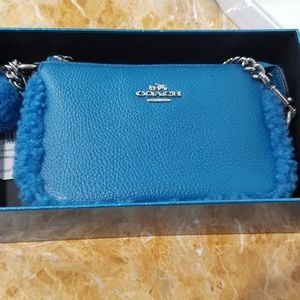 Coach leather  wristlet in blue